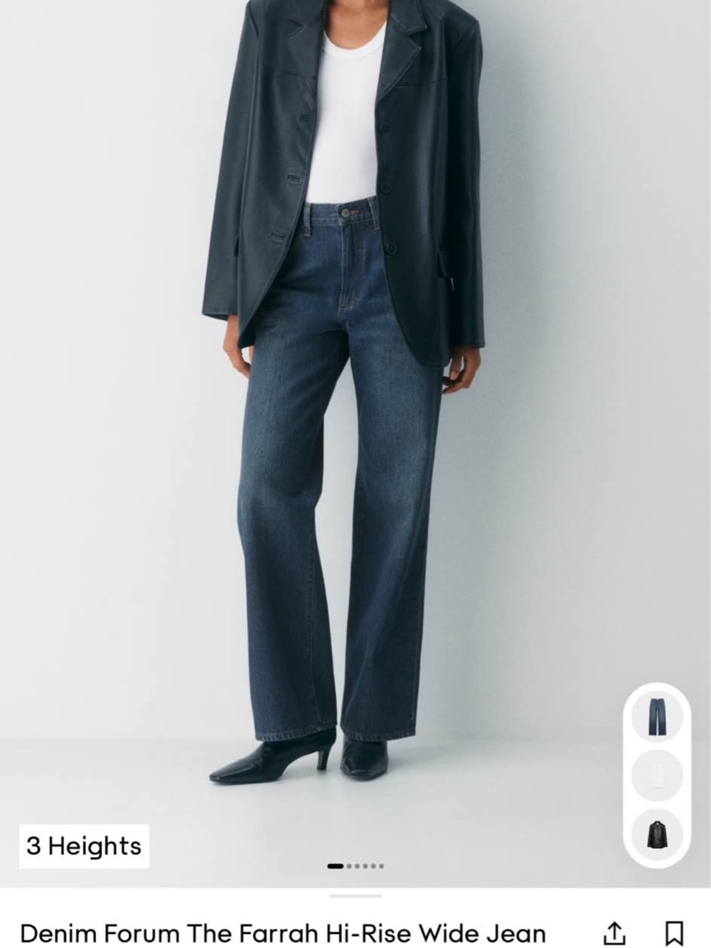 Denim Forum Farrah High-Rise Wide Leg Jeans - Dark Blue Wash